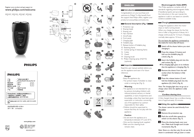Imagen de la primera página del manual del dispositivo PQ182