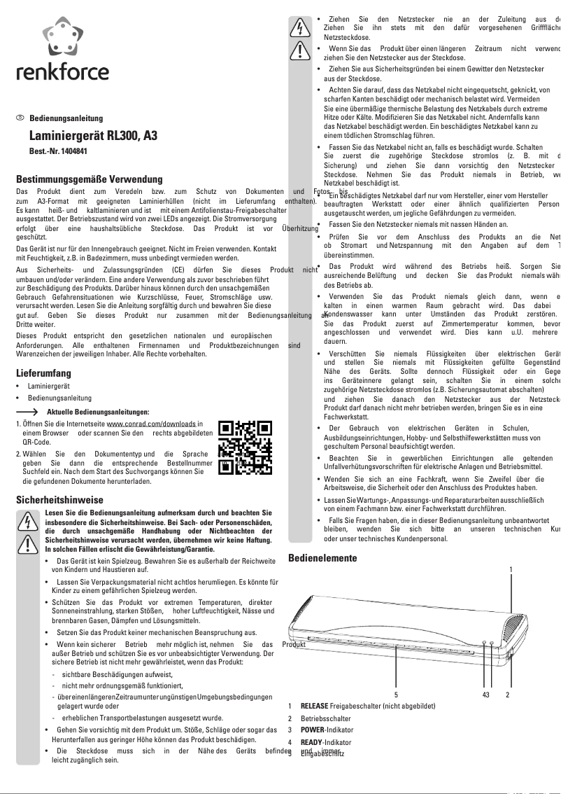 Página 1 del manual Manual de usuario Renkforce RL300