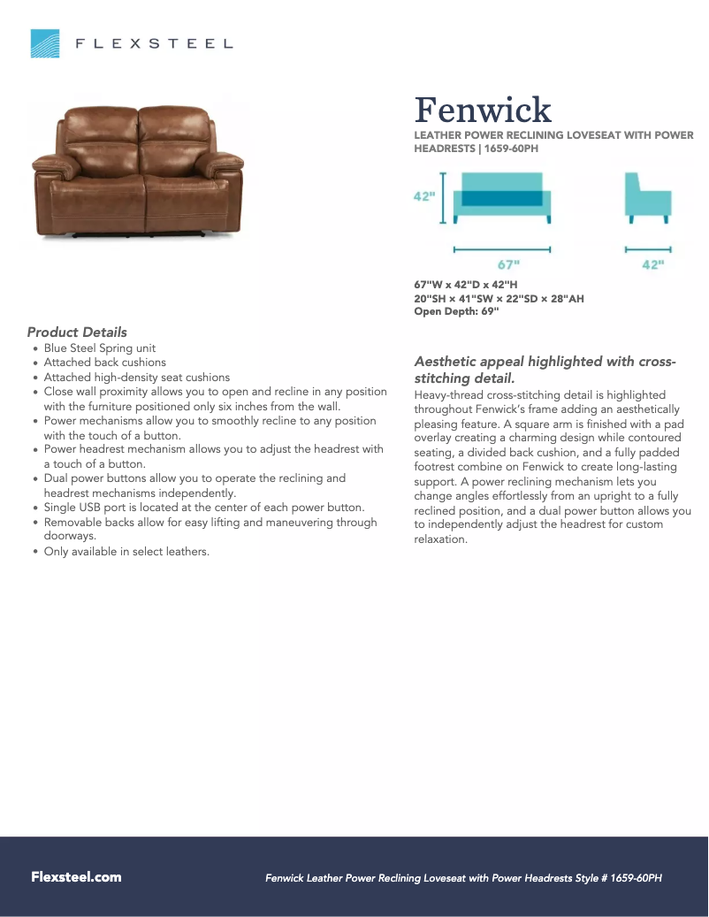 Página 1 del manual Manual de usuario Flexsteel Fenwick D1659-60PH