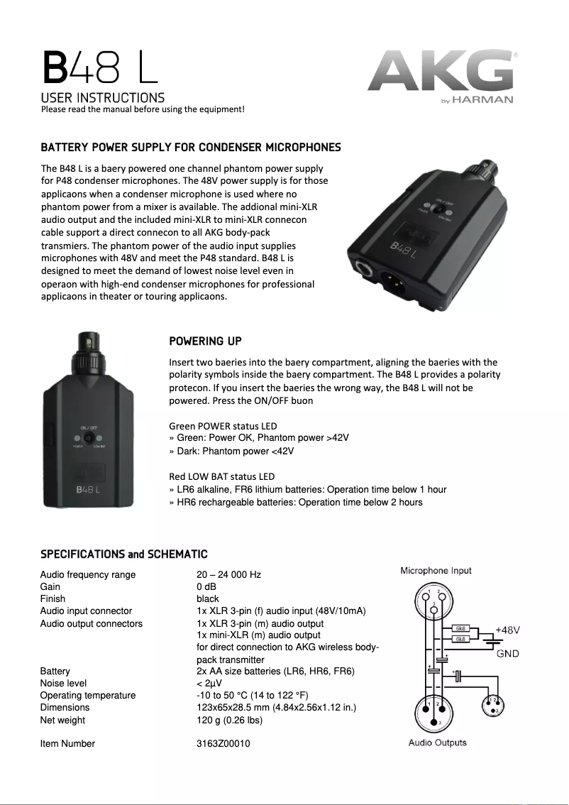 Imagen de la primera página del manual del dispositivo B48 L