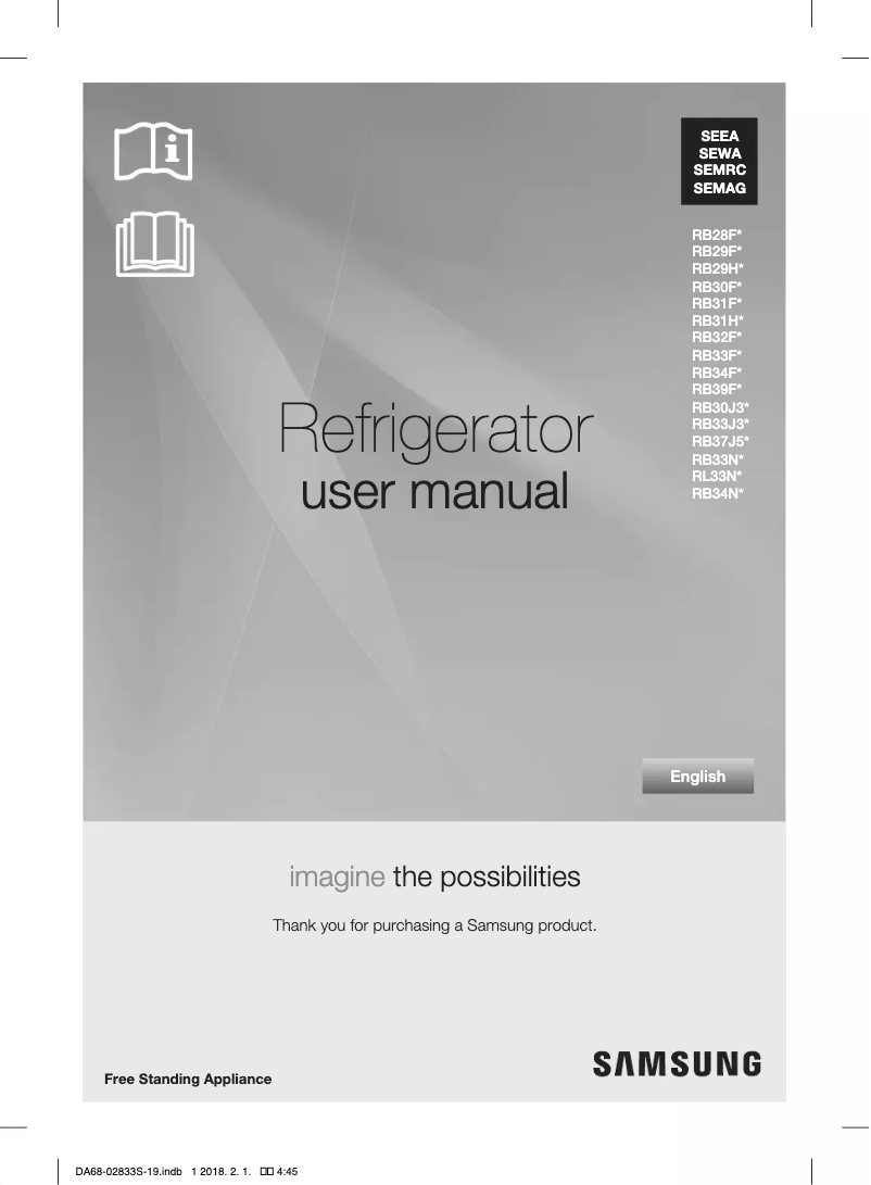 Imagen de la primera página del manual del dispositivo RB33J3700SA
