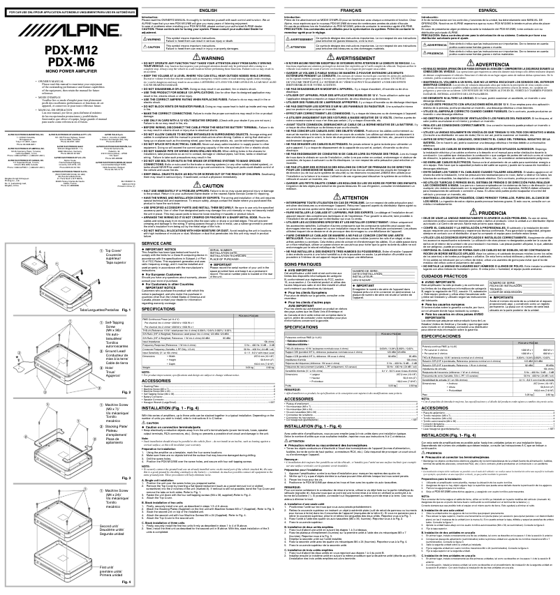 Página nº 1 - Manual de usuario Alpine PDX-M12