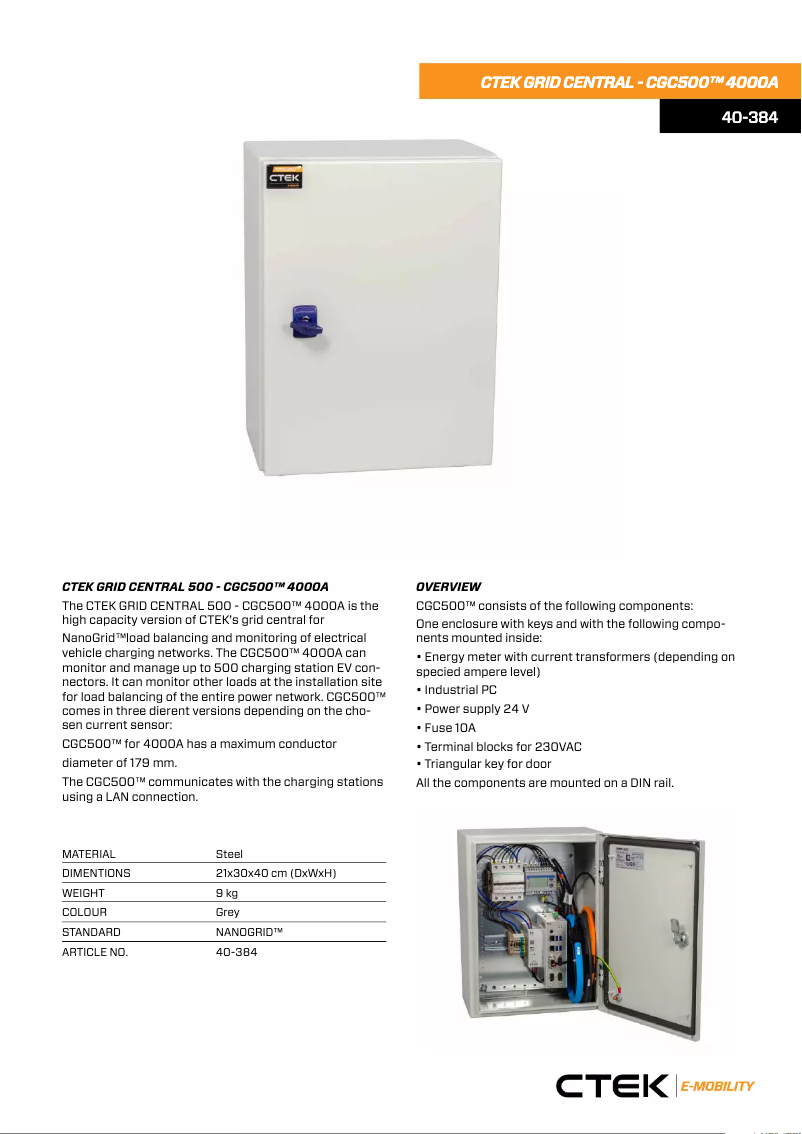 Página 1 del manual Ficha técnica Ctek CGC500 4000A