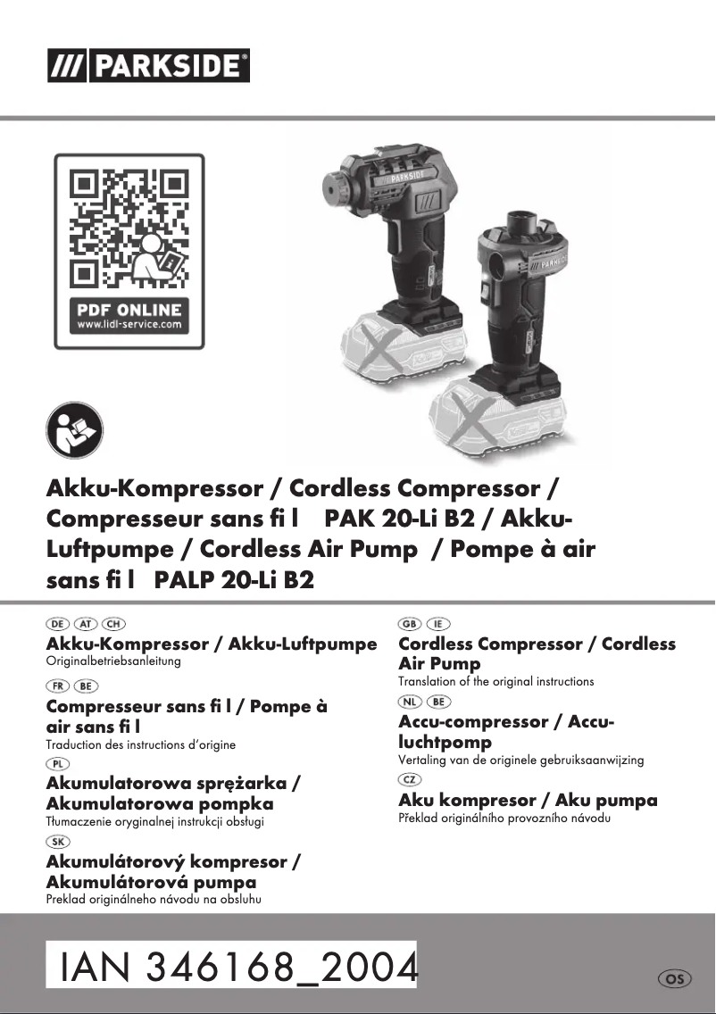 Página 1 del manual Manual de usuario Parkside PAK 20-Li B2