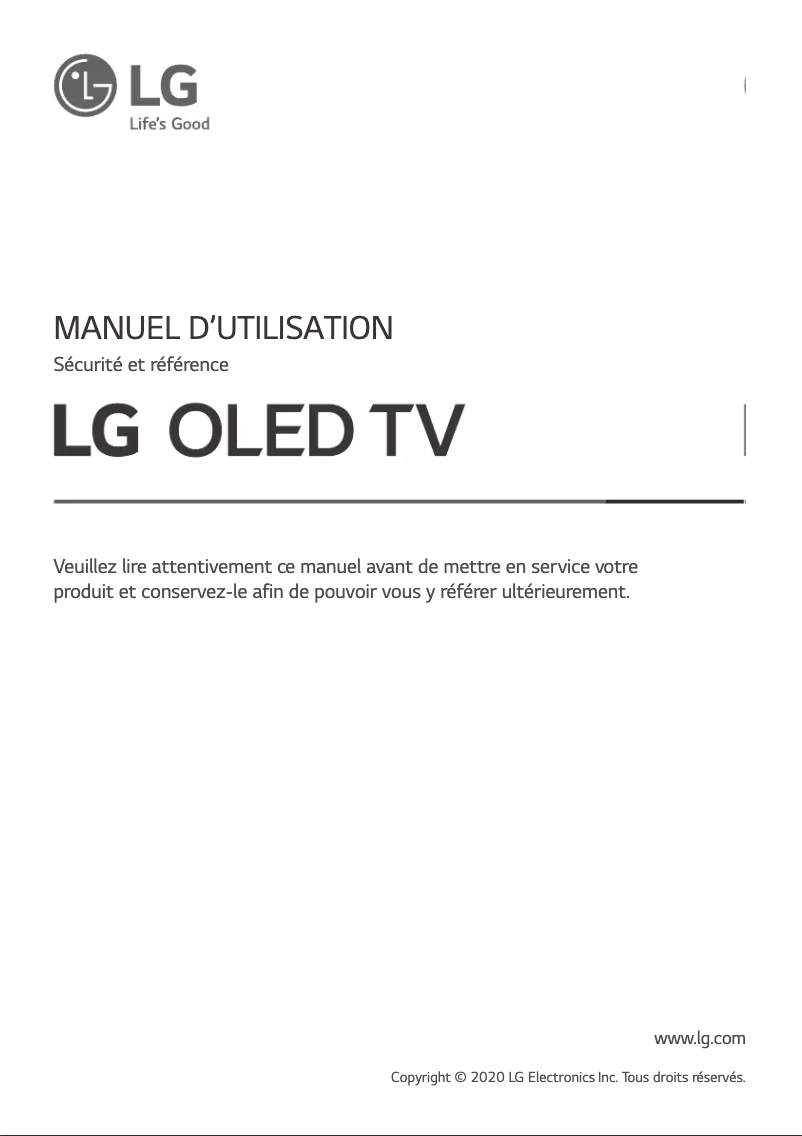 Imagen de la primera página del manual del dispositivo OLED65CX6LA (2020)