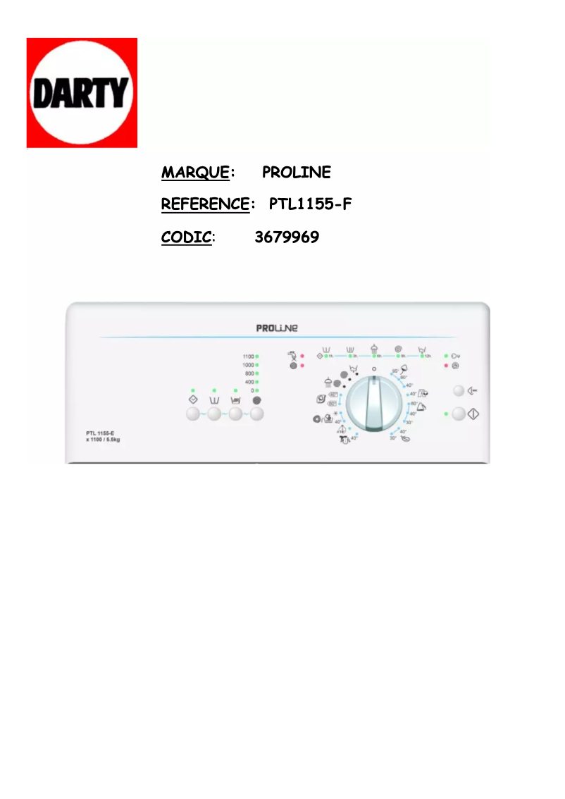 Página 1 del manual Manual de usuario Proline PTL1155-F