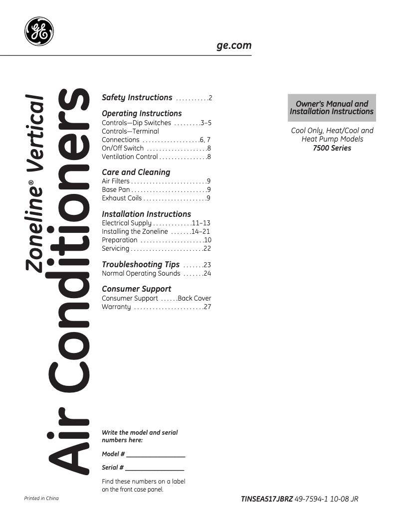 Imagen de la primera página del manual del dispositivo AZ75H09EAC