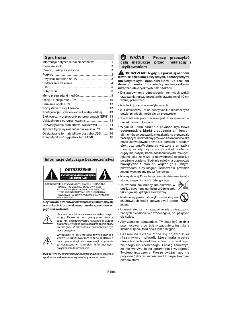 Imagen de la primera página del manual del dispositivo TV40FBT167D