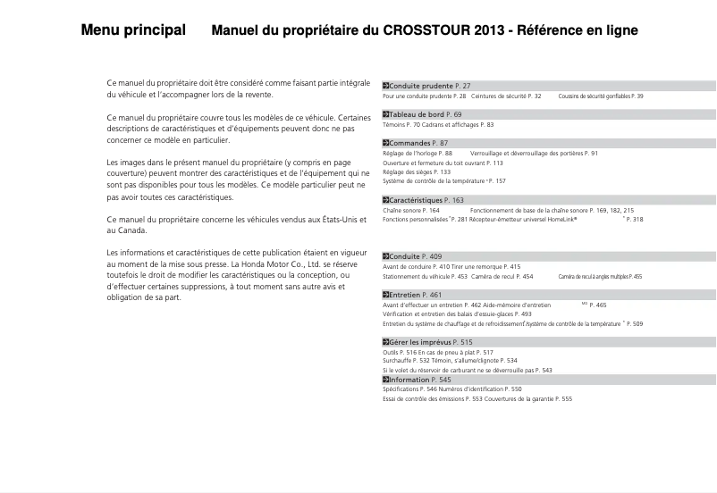 Imagen de la primera página del manual del dispositivo Crosstour (2014)