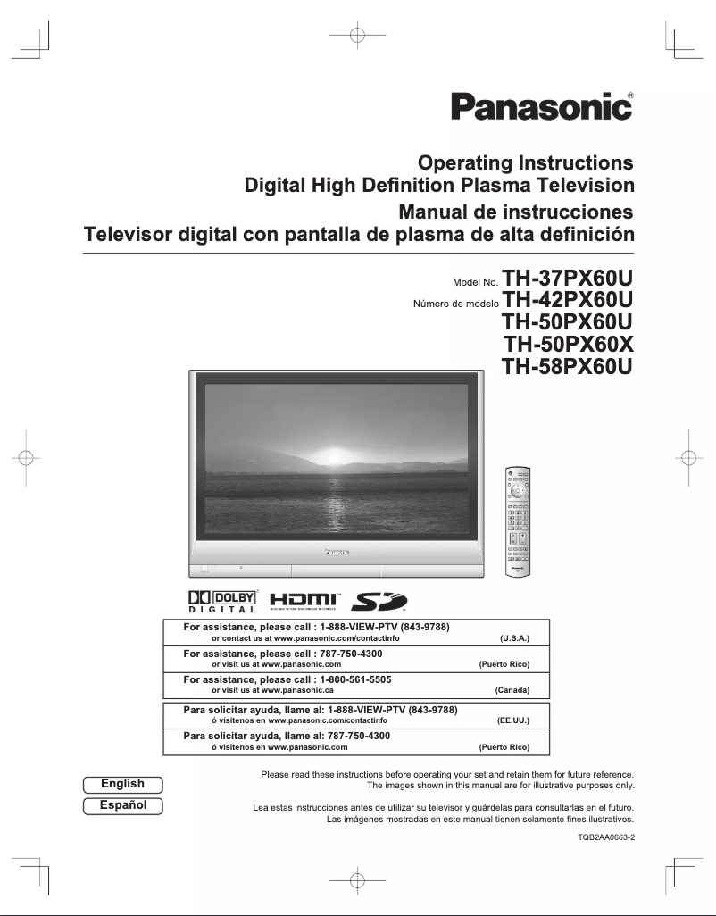 Imagen de la primera página del manual del dispositivo TH-50PX60
