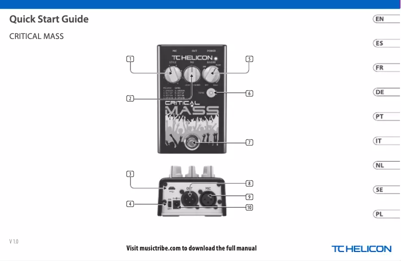 Imagen de la primera página del manual del dispositivo Critical Mass