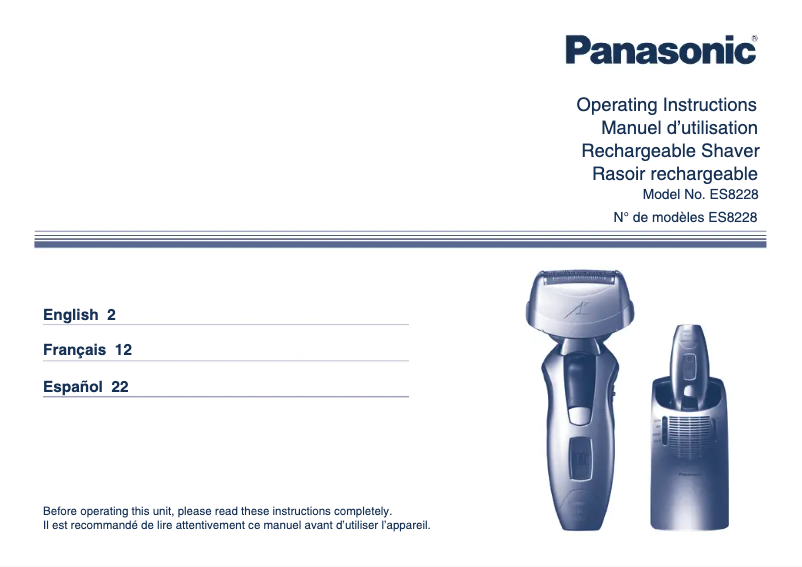 Página 1 del manual Manual de usuario Panasonic ES8228
