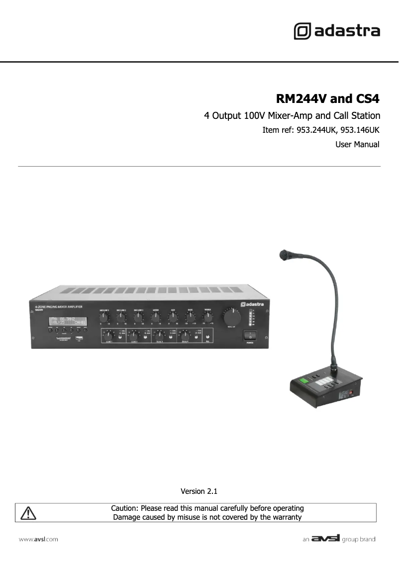 Página 1 del manual Manual de usuario Adastra CS4