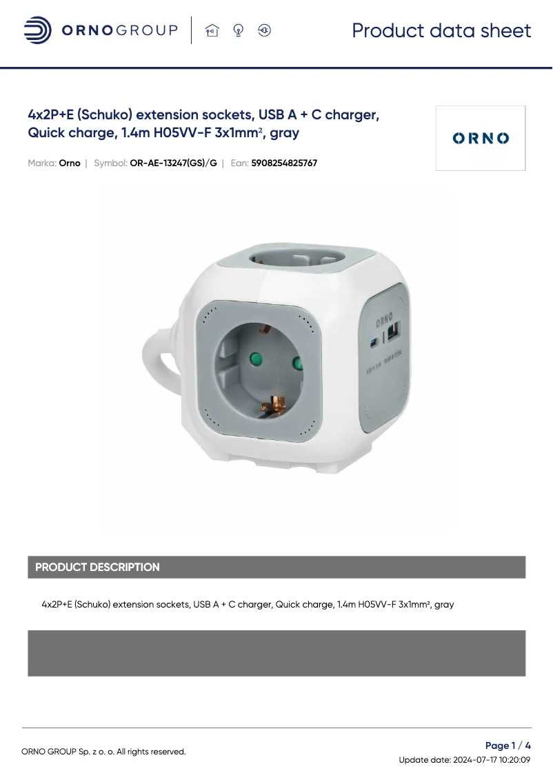 Imagen de la primera página del manual del dispositivo OR-AE-13247(GS)