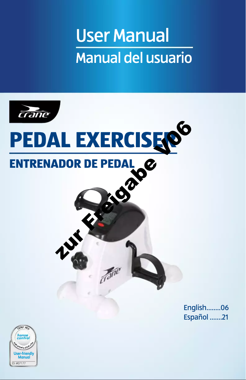 Página 1 del manual Manual de usuario Crane Pedal Exerciser ANS-15-038