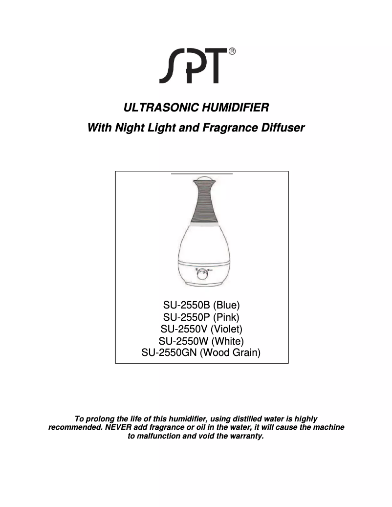 Página 1 del manual Manual de usuario SPT SU-2550GN