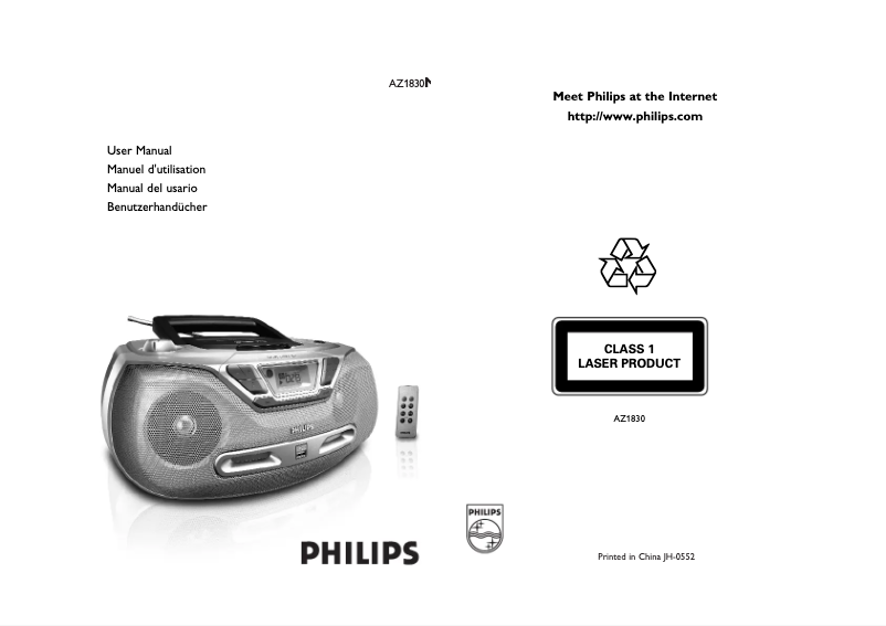 Página 1 del manual Manual de usuario Philips AZ1830