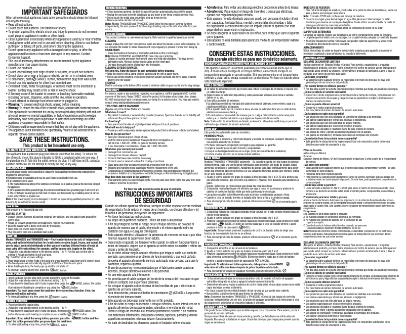 Imagen de la primera página del manual del dispositivo TR4900SSD