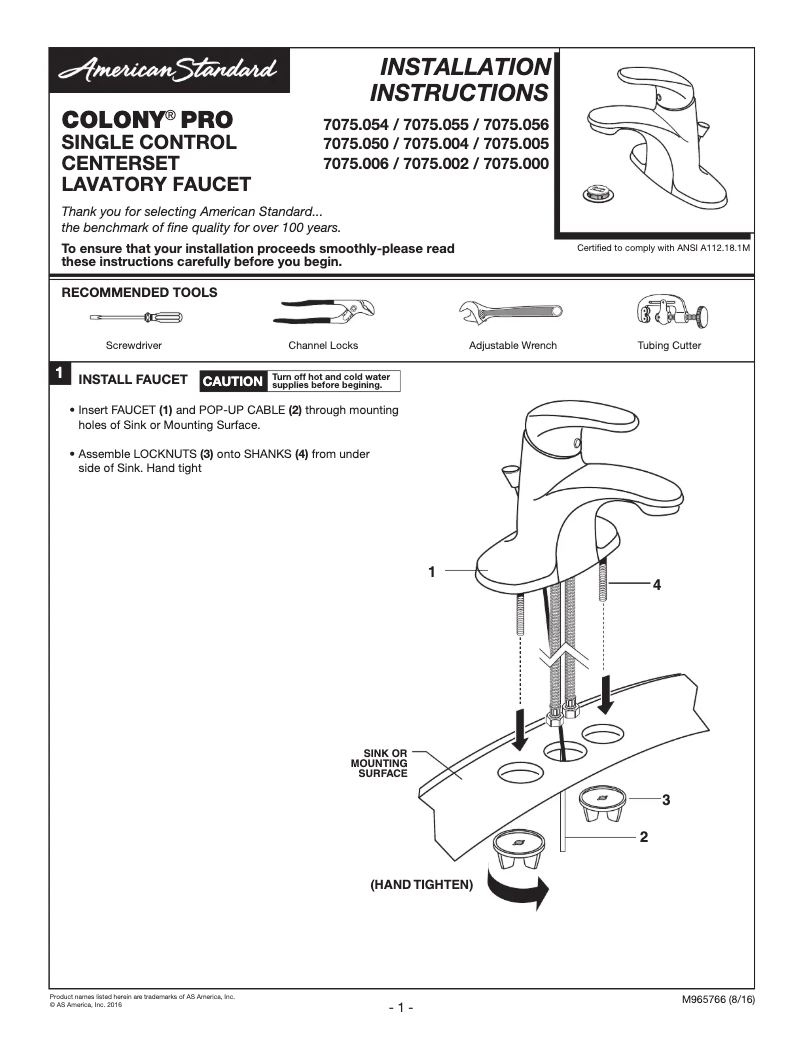 Imagen de la primera página del manual del dispositivo Colony Pro 7075.002.002