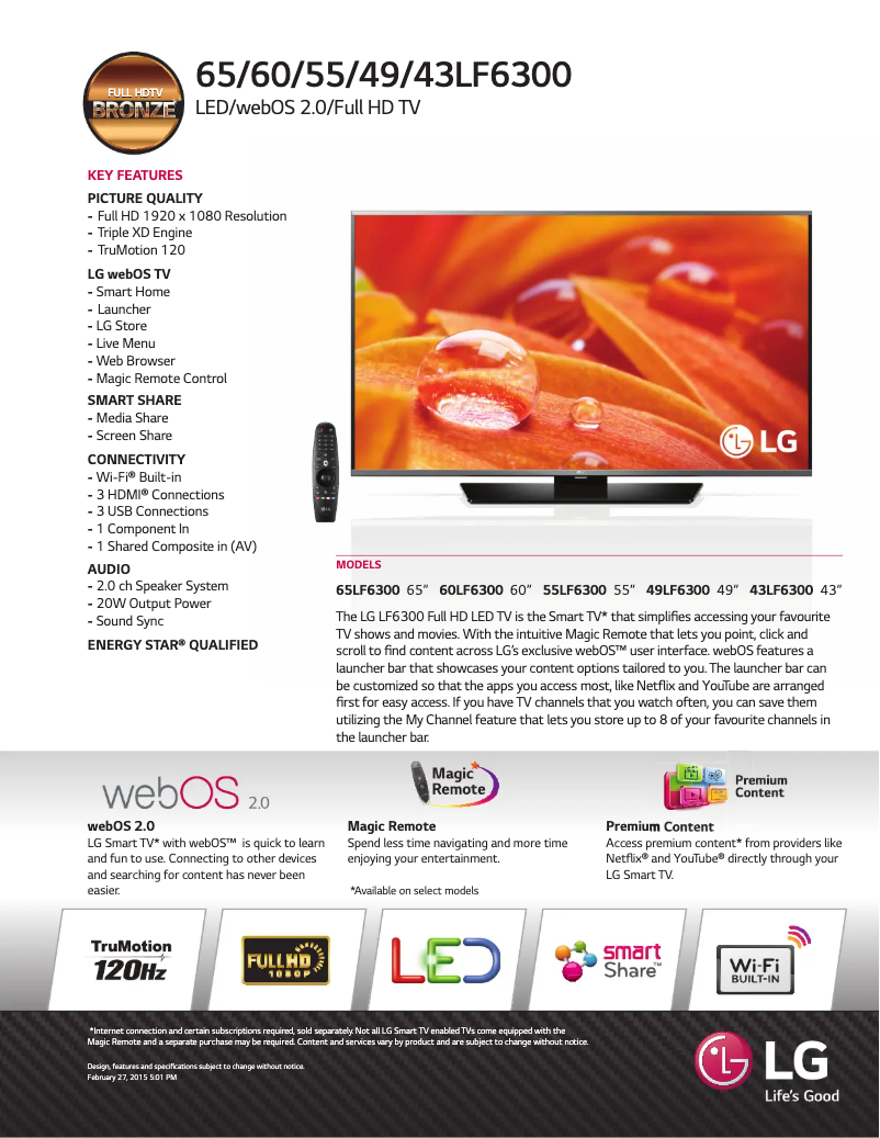 Página nº 1 - Ficha técnica LG 49LF6300