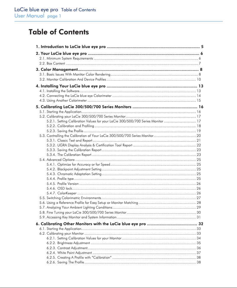 Imagen de la primera página del manual del dispositivo Blue eye pro
