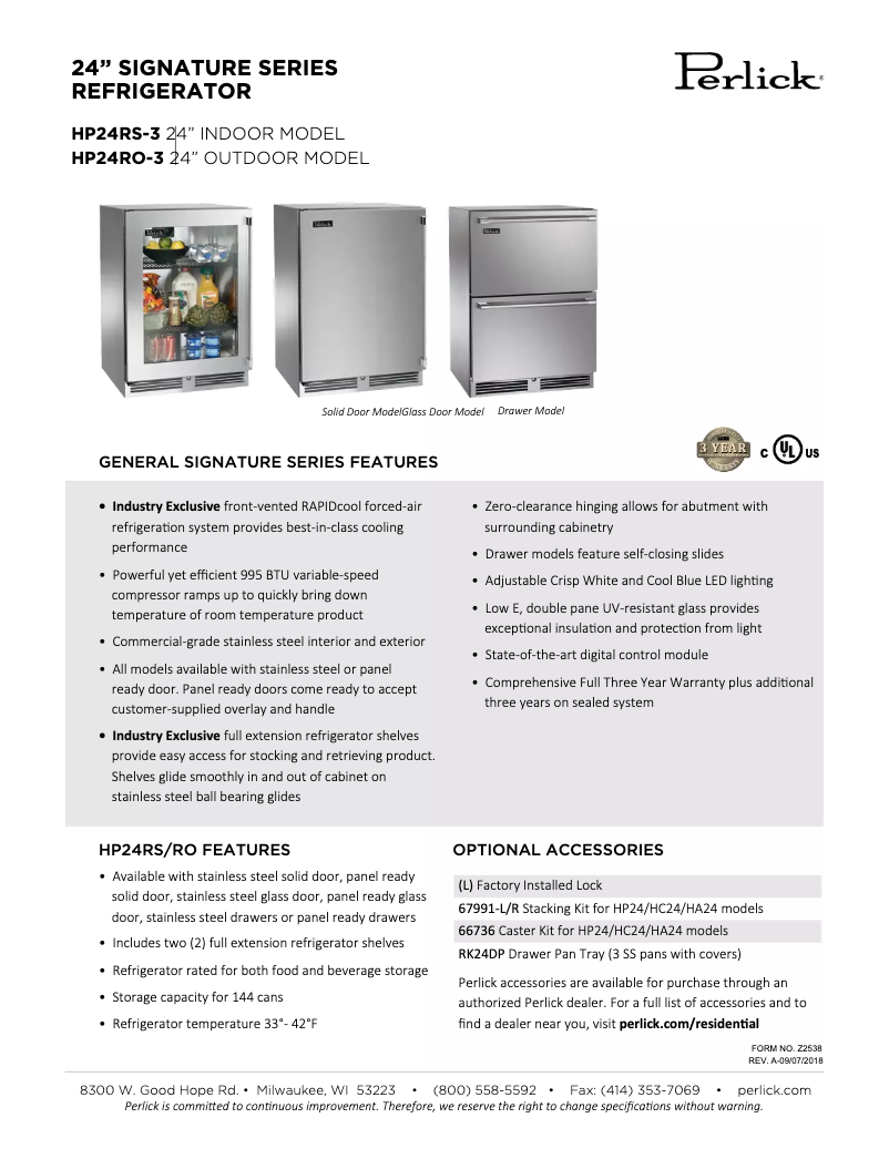 Imagen de la primera página del manual del dispositivo Signature Series HP24RO-3-5