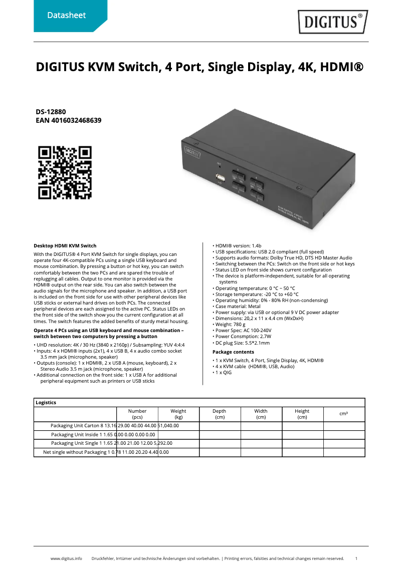 Imagen de la primera página del manual del dispositivo DS-12880