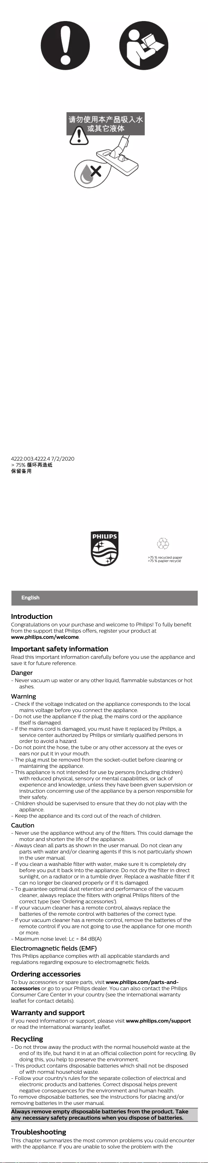 Imagen de la primera página del manual del dispositivo EasyPro Expert FC5986