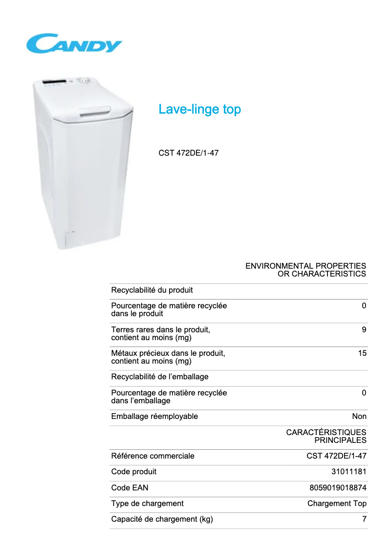 Imagen de la primera página del manual del dispositivo CST 472DE/1-47