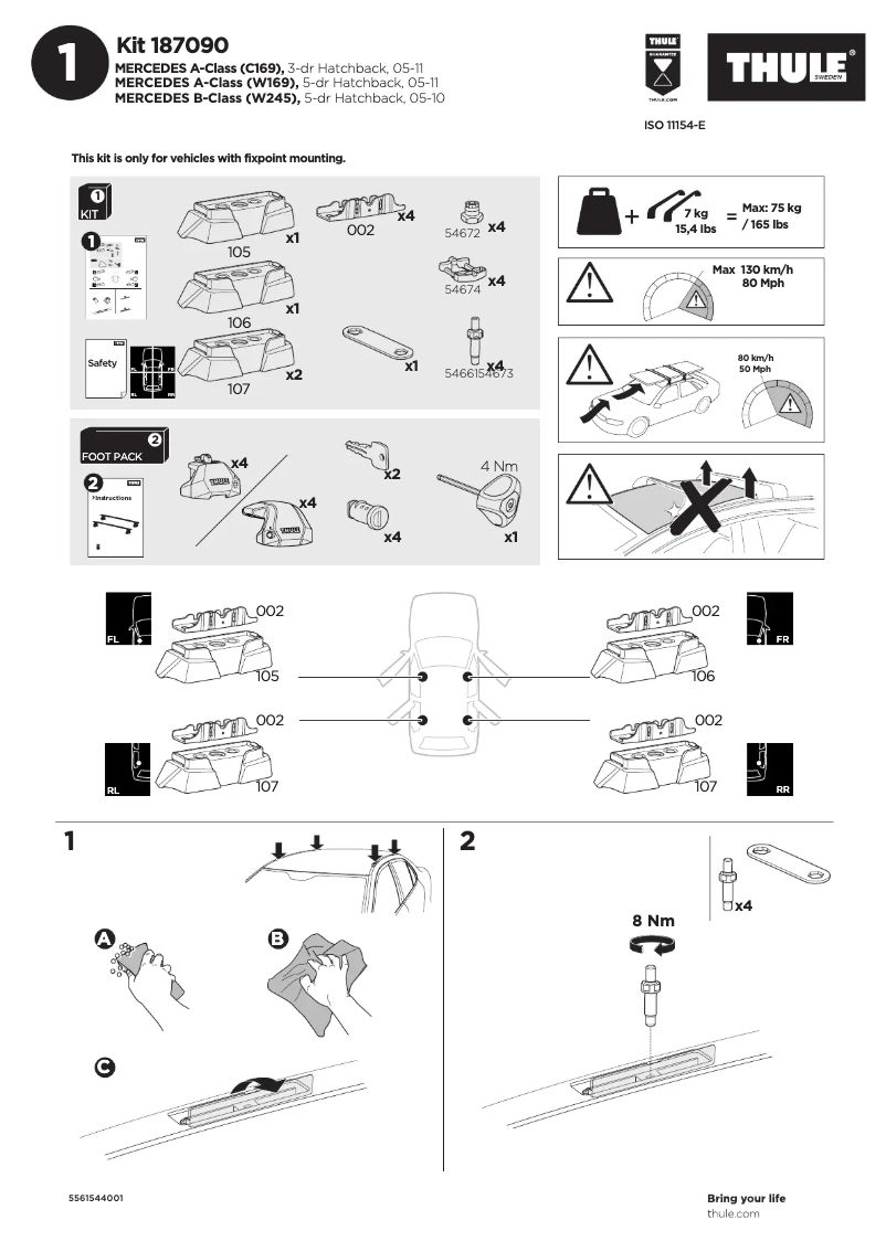 Página nº 1 - Manual de usuario Thule Kit 187090