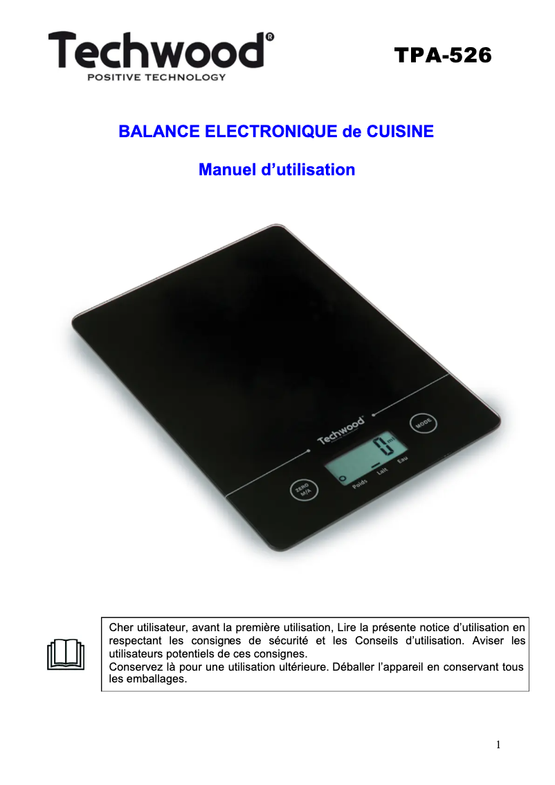 Página 1 del manual Manual de usuario Techwood TPA-526