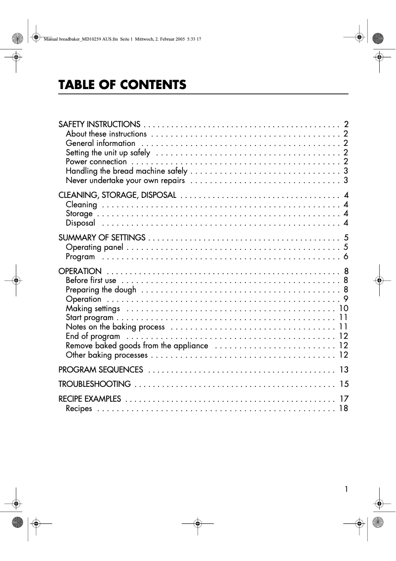 Página 1 del manual Manual de usuario Medion MD 10259