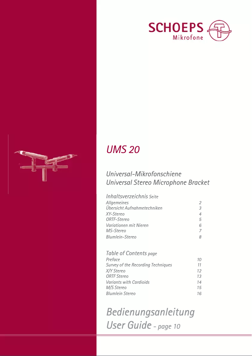 Página 1 del manual Manual de usuario Schoeps UMS 20