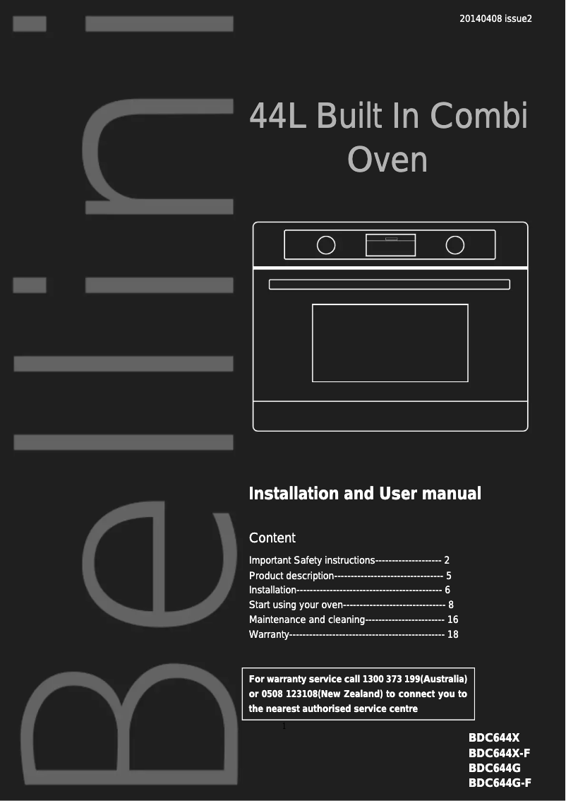 Imagen de la primera página del manual del dispositivo BDC644X