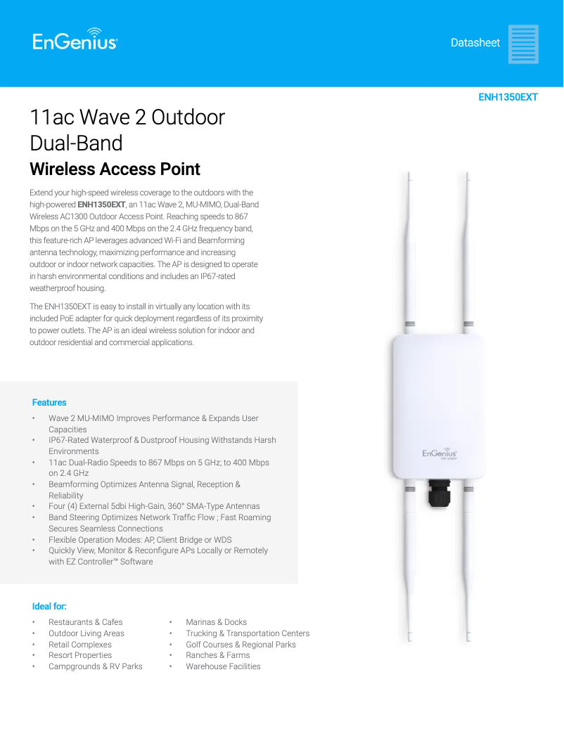 Imagen de la primera página del manual del dispositivo ENH1350EXT