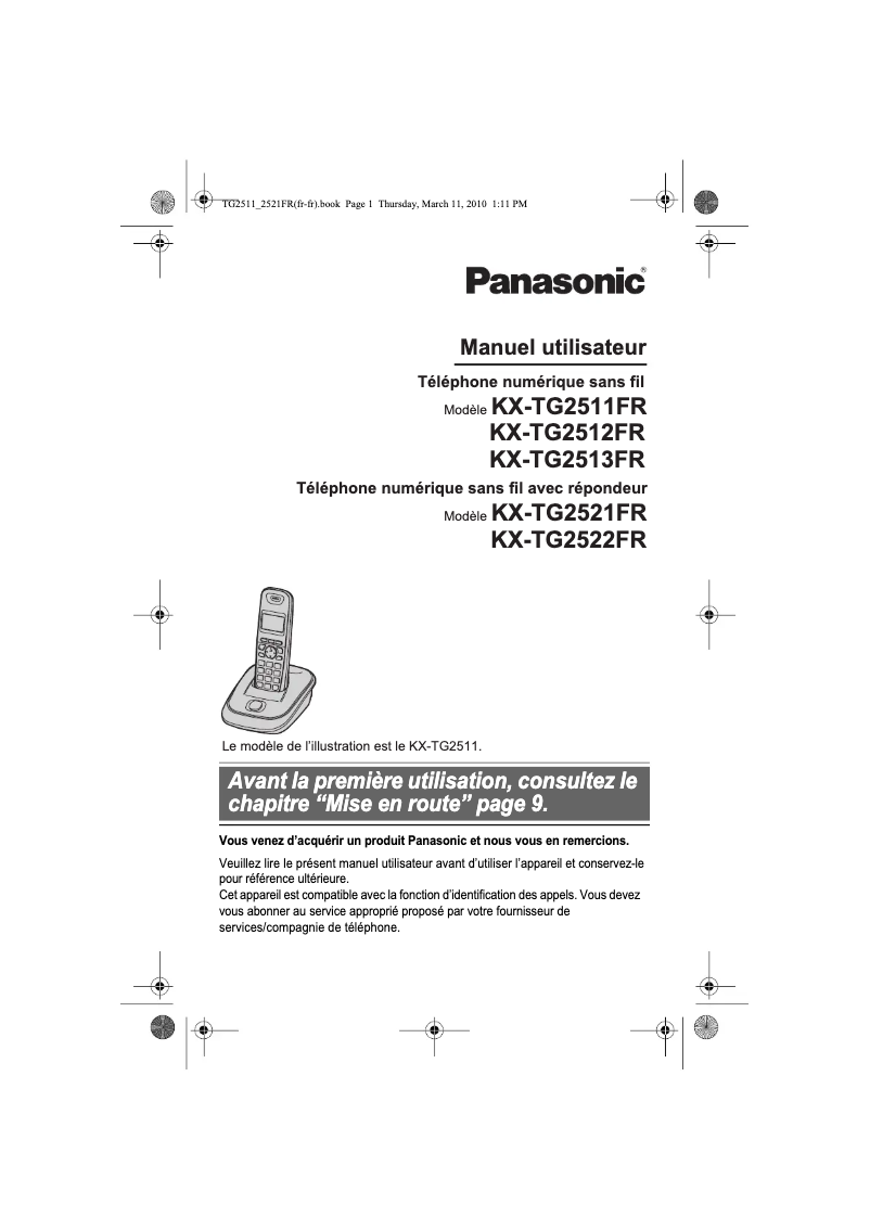 Imagen de la primera página del manual del dispositivo KX-TG2523