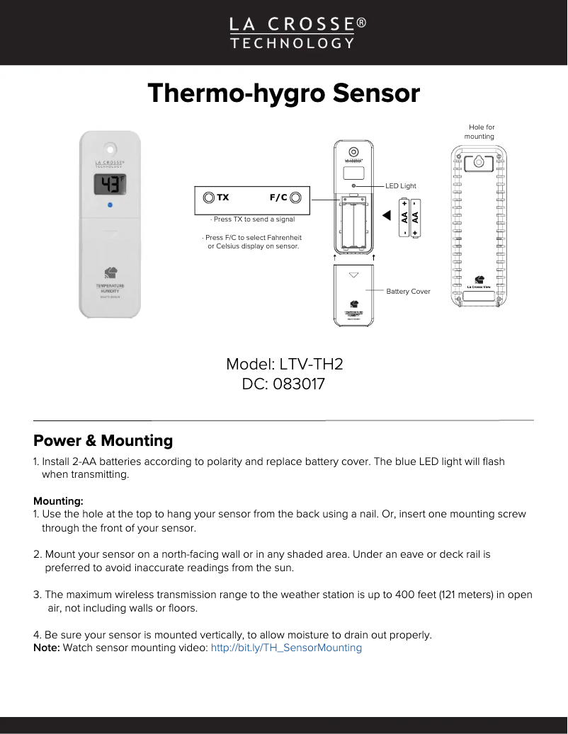 Página nº 1 - Manual de usuario La Crosse Technology LTV-TH2