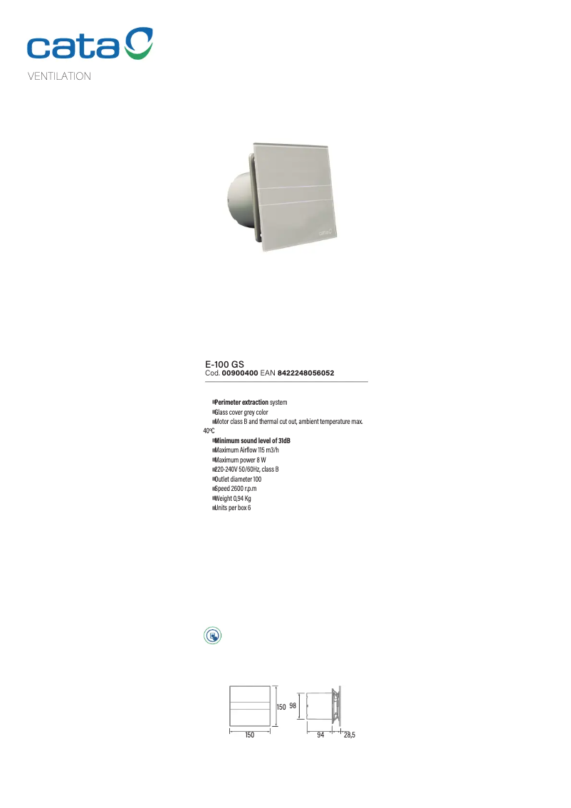 Página nº 1 - Ficha técnica CATA E-100 G