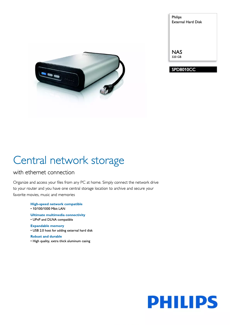 Página 1 del manual Folleto Philips SPD8010CC