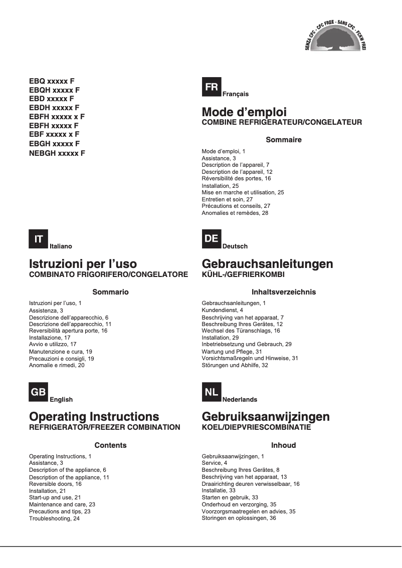 Página 1 del manual Manual de usuario Hotpoint Ariston EBFH 18223 X F