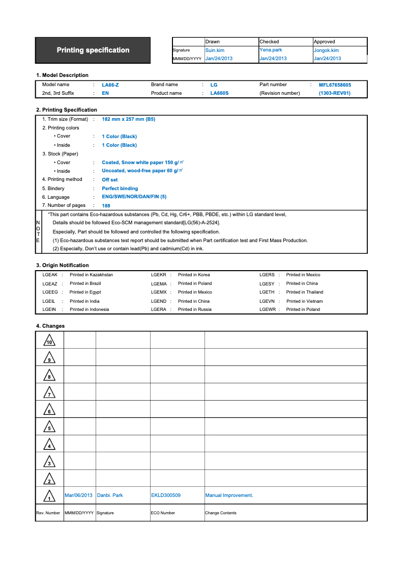 Imagen de la primera página del manual del dispositivo 60LN575V