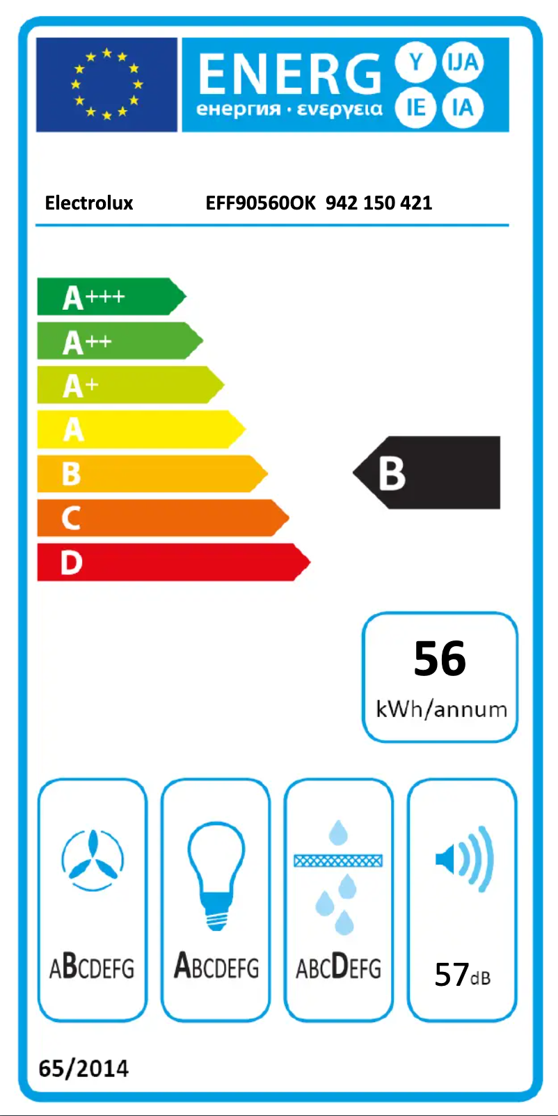 Página 1 del manual Etiqueta energética Electrolux EFF90560OK