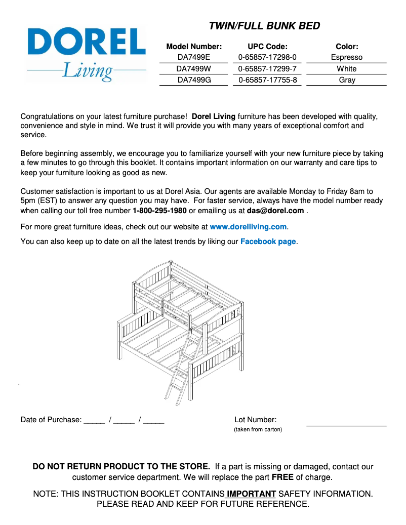 Imagen de la primera página del manual del dispositivo DA7499G