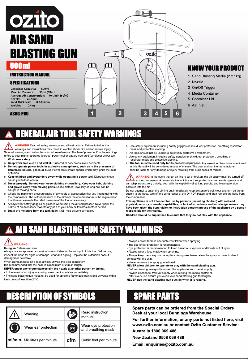 Página 1 del manual Manual de usuario Ozito ASBG-PRO