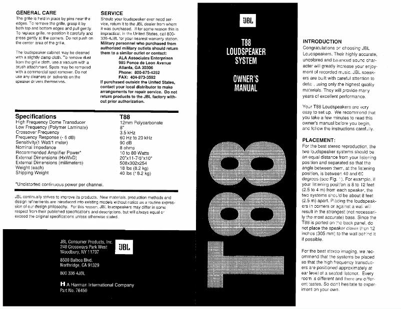 Imagen de la primera página del manual del dispositivo T88