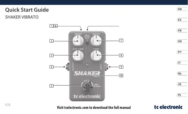 Página 1 del manual Guía de inicio rápido TC Electronic Shaker Vibrato