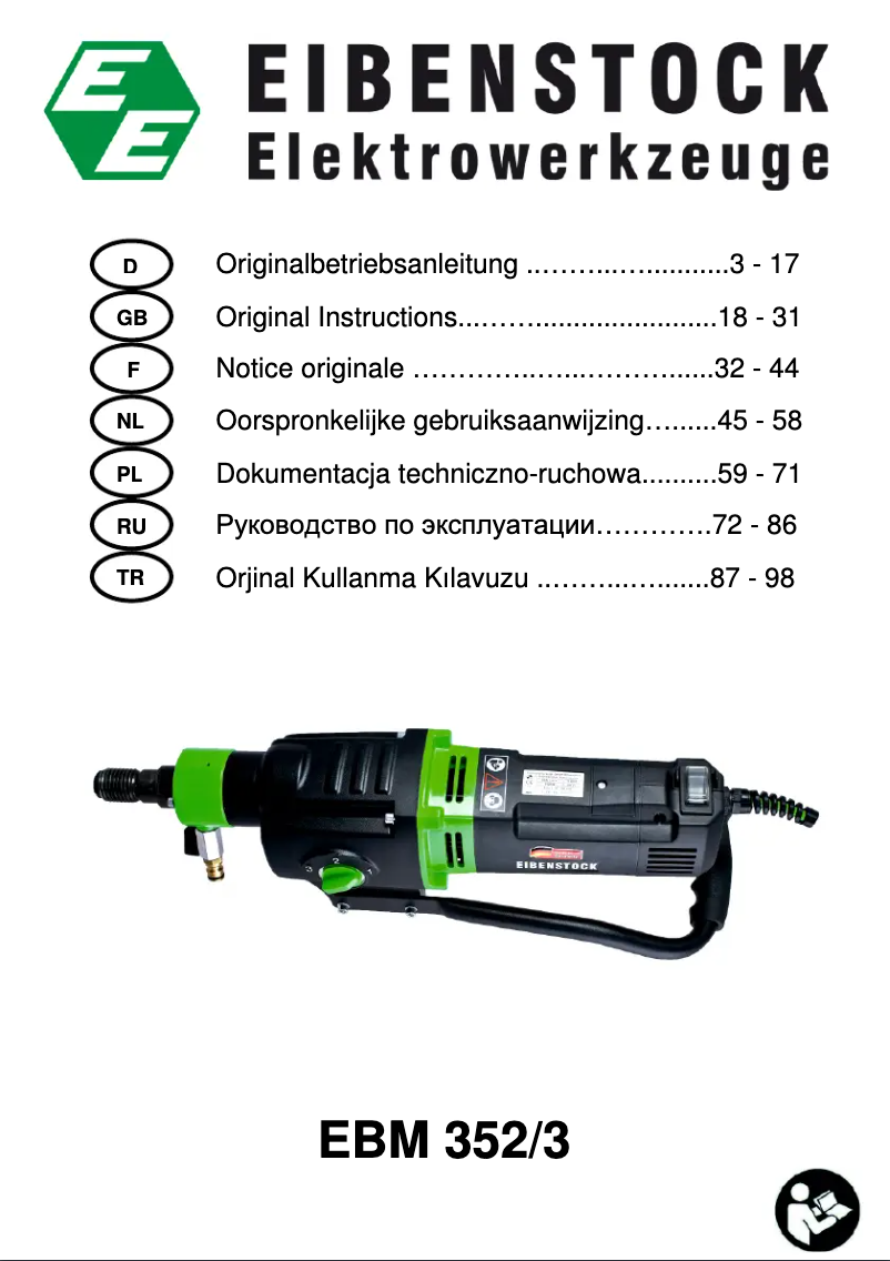 Imagen de la primera página del manual del dispositivo EBM 352/3