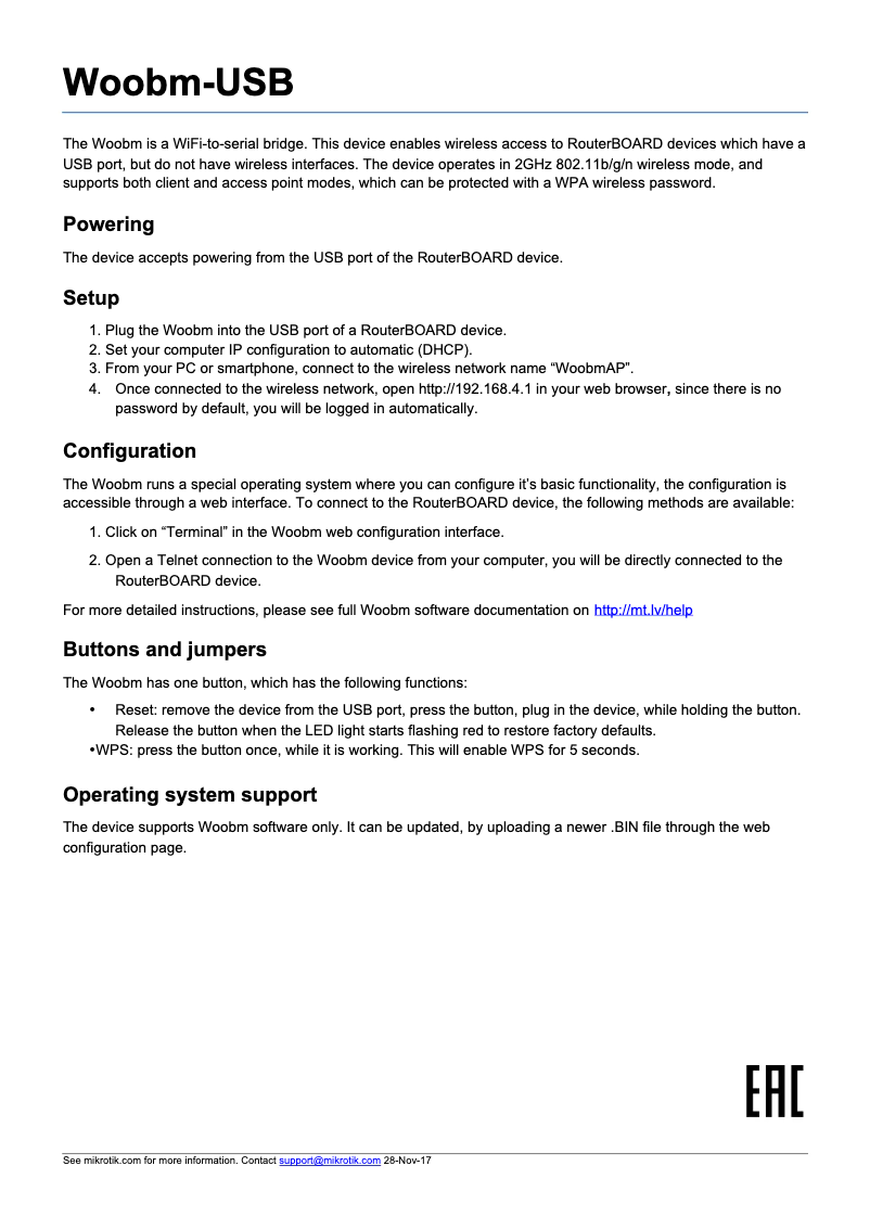 Página 1 del manual Manual de usuario Mikrotik Woobm-USB