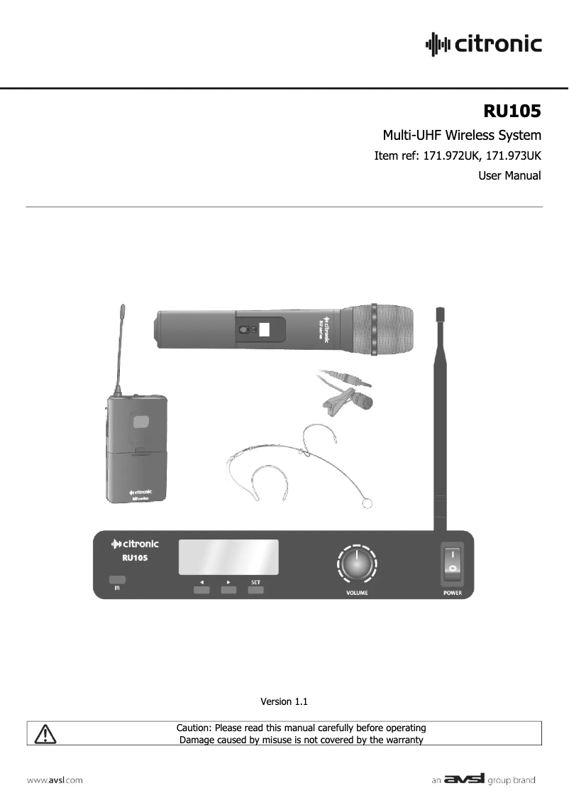 Imagen de la primera página del manual del dispositivo RU105