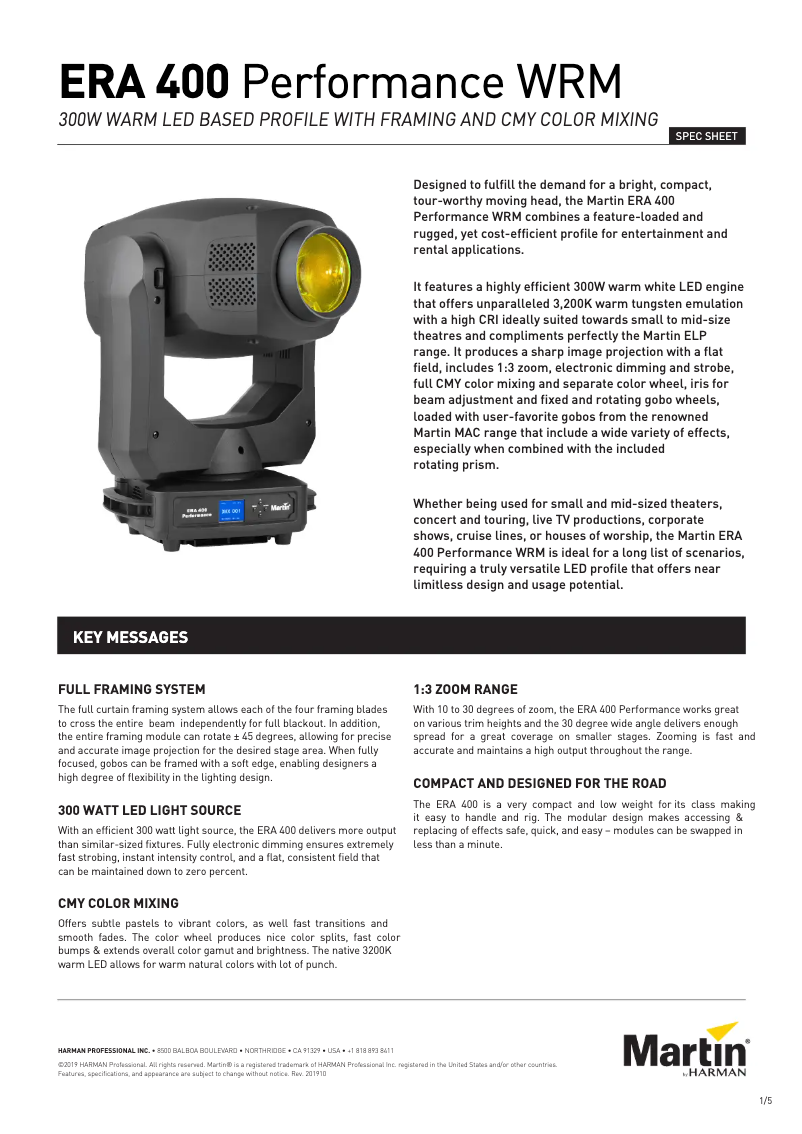 Imagen de la primera página del manual del dispositivo ERA 400 Performance WRM